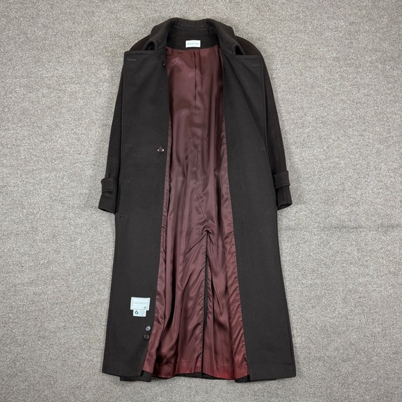 VTG Charles Klein Brown Wool Floor Length Double Breasted Belted Coat Women’s 3X - Picture 4 of 13